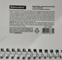 Календарь настенный на 2025 год квартальный, 1 блок 1 гребень, магнитное курсор, Brauberg Символ года #25, Наталья