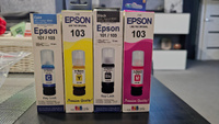 Чернила для Epson 101, 103, на принтер Epson L3150 L3250 L3100 L3151 L3101 L4150 L1110 L3156 L7180 L3110 L3160 L7160 L6160 L5190 L3258 и др. Краска для заправки струйного принтера, (Комплект 4шт) #24, mau