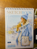 Блокнот SketchBook Hatber Premium 32л А5ф 160г/кв.м без линовки запечатанный оборот с пошаговыми эскизами твердая подложка на гребне-Мир твоими глазами- #25, Валентина С.