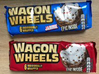 Печенье в шоколаде Wagon Wheels Classic + Jammie слоеное изделие с суфле, джемом и бисквитом, покрытое глазурью, красное и синее, 2 упаковки #34, Евгения Л.