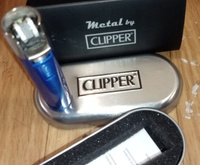 Газовая Зажигалка CLIPPER металлическая сине-серебристого цвета в подарочном кейсе #21, Вася Володя