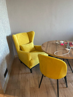 Кресло Вегас мягкое для отдыха дома, на ножках, велюр Maserati Yellow 75х85х90 (ШхГлхВ) #71, Ксения