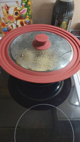Крышка для любой сковороды и кастрюли универсальная 3 размера (24-26-28 см) бордовая, Daswerk #54, Марина М.