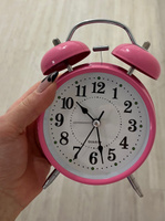 Будильник металлический настольный с колокольчиками в ретро стиле, цвет Розовый #103, Анастасия Д.