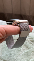 Металлический ремешок на руку для смарт часов Apple Watch series 1-8 и Эпл Вотч SE 38-40-41 mm Миланская петля / Сменный магнитный браслет миланского плетения для часов Эпл, Серебро #15, Karina G.
