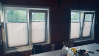 Жалюзи плиссе на окна и дверь горизонтальные, штора плиссе Decofest Плайн, цвет серый, ширина 55 см, высота 160 см #64, Мария В.