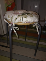 Подушка на стул комплект 2 шт круглая хлопковая с завязками и водоотталкивающей пропиткой сидушка на табурет чехол на стул размер 33x33 см #4, Римма Н.