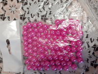 Бусины круглые перламутровые для рукоделия и сумок 10 мм ярко-розовые упаковка 50 гр. (96 шт) #32, Юлия Р.
