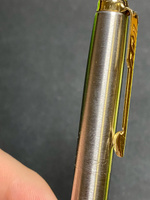Ручка шариковая подарочная Parker Jotter Core Stainless Steel Gt, автоматическая, корпус серебристый, позолоченные детали, кнопочный механизм, чернила синие, подарочный футляр #92, Егор Н.