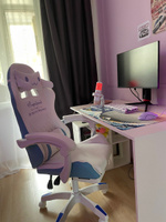 Кресло компьютерное игровое геймерское Classmark FT-1502 офисное с подушками для спины и шеи на колесиках, бело-синее #3, Рината Ж.
