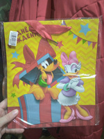Пакет подарочный Disney Микки Маус "С Днем Рождения!", ламинированный, вертикальный, размер 23х27х11,5 см, подарочная упаковка #73, Анастасия И.