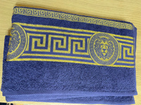 Вышневолоцкий текстиль Полотенце банное, Хлопок, 50x90 см, темно-синий #93, Сона Х.