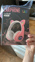 Беспроводные наушники со светящимися ушками CAT, розовые/ Светящиеся наушники с ушками/ Детские беспроводные наушники/ Bluetooth наушники/ bluetooth 5.0 + Micro SD + MP3 плеер + FM радио. #37, Олеся Ж.