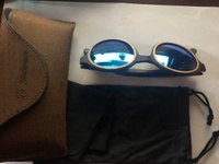 Деревянные поляризационные солнцезащитные голубые очки панто ручной работы "York Lux Blue" от Timbersun #8, СЕРЁЖА Р.