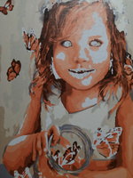 Картина по номерам на холсте 40х50 40 x 50 на подрамнике "Милая девочка и бабочки." DVEKARTINKI #79, Елена