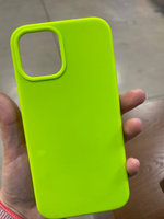 Силиконовый чехол для iPhone 12 Pro Max / Silicone Case DF на Айфон 12 Про Макс с бархатистым покрытием внутри, Зелено-желтый #25, Виктория П.