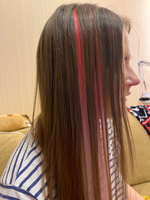 Цветные пряди для волос на заколках Lukky Fashion, искусственные, детские, розовые, градиент, 55 см, аксессуары для девочек, 1 шт. #3, Чистоходова А.