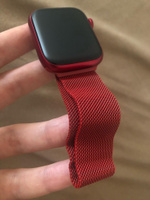 Миланский ремешок для Apple Watch 42-44-45-49 mm миланская петля / Металлический браслет для умных смарт часов Эпл Вотч 1-8 SE Ultra / Сменный ремешок на магнитной застежке / Красный #69, Антонина Г.