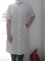 Медицинский халат женский Медис/Халат для студентов/Белый медицинский халат с рукавом 1/2/Медицинская одежда MediS/Медицинский халат на кнопках женский #71, Диана А.