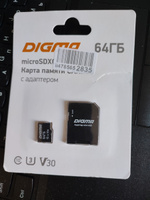 Карта памяти microSDXC 64Gb Class10 Digma CARD30 + adapter #11, ПД УДАЛЕНЫ