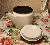 Чайник заварочный с крышкой для плиты 1 литр эмалированный #7, Анна