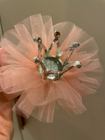 Ободок детский на голову с короной и бантиком "Бэлль", украшение для девочки в подарок, на 8 марта, праздник, выступление, фотосессию, день рождение, цвет персиковый #26, табанакова арина