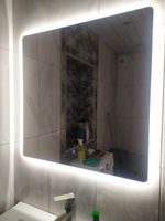 Зеркало настенное Иллюзия ЛАЙТ с фоновой LED-подсветкой,фронтальной подсветкой и сенсорным выключателем для ванной 80х80 #116, Ольга Б.