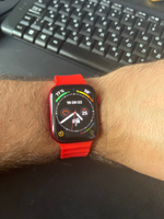 Сменный силиконовый ремешок для умных часов Apple Watch series 1-8 и Эпл Вотч SE Ultra 42-44-45-49 mm / Спортивный ремешок на смарт-часы Эпл (Ocean Band), Красный #6, Сергей П.