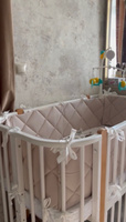 Бортики в кроватку для новорождённых стеганые MamiBro, 100% хлопок, 60х30 см - 2 шт, 120х30 см - 2 шт, серо бежевый #116, Макка Х.