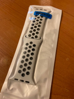 Силиконовый ремешок для смарт часов Apple Watch, 42/44/45/49 мм, series 1-8, браслет спортивный с порами для умных смарт часов эппл вотч, черный белый #45, Саша С.