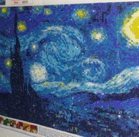 Алмазная мозаика "Звездная ночь" на холсте 30см х40 см , полная выкладка #63, Эльвира Г.