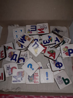 Развивающая настольная игра деревянное лото "Азбука", алфавит для детей, учим буквы, развиваем внимательность и кругозор, в наборе 36 фишек, 6 карточек и мешочек #6, Зульфия З.