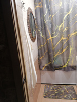 Штора для ванной Kaksa "Мрамор черный с желтым" 180х180 см, тканевая с люверсами и кольцами, камень #122, Любовь К.