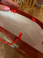 Пакет крафт ламинированный пленкой подарочный  24 штуки веревочные ручки 34*28*9 см  красный, белый. #5, Алена