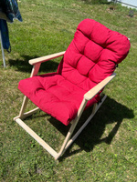 Кресло качалка для дачи Kale HOME с красным матрасом в комплекте / Садовое кресло-качалка из фанеры #7, павел ф.