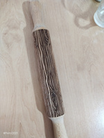 Скалка для теста с узором. Скалка Lubimova Кора дерева в стильной подарочной упаковке. Скалка для печенья/скалка для мастики/скалка для глины/скалка деревянная #61, Павел Ч.
