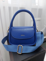 Ремень для сумки сменный 40 мм (38 мм) с золотистыми карабинами, сияющий голубой #58, Лилия П.