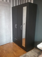 Шкаф СИРИУС, 3 двери и 1 ящик 117х50х190 см, черный, дуб венге #4, Любовь С.