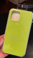 Силиконовый чехол для iPhone 12 Pro Max / Silicone Case DF на Айфон 12 Про Макс с бархатистым покрытием внутри, Зелено-желтый #47, Анна Б.