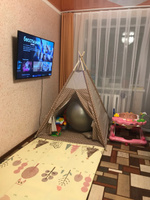 Детский Вигвам/палатка/домик с ковриком, окошком, подушкой-игрушкой, подушкой, флажки - 4 шт. и системой антискладывания "Зигзаг" #51, Алина Ш.