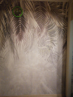 Флизелиновые фотообои на стену Dekor Vinil "Пестрые листья на серо-бежевом фоне" для спальни, кухни, коридора 200х260 см. #2, Александра П.