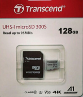 128 Гб Карта памяти Transcend 300S MicroSDXC + SD адаптер (TS128GUSD300S-A), UHS-I, U3 A1 #119, Роман