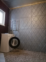 "Ромбы серебристые" 10 шт. 3Д ПВХ панель самоклеющаяся для стен и вместо потолочной плитки 700*700*4 мм обои для кухни моющиеся #88, Дарья М.