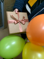 Крафтовая подарочная коробка, праздничная картонная упаковка с наполнителем и атласной лентой, самосборная #76, Надежда А.