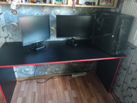 Стол игровой геймерский стол компьютерный офисный письменный 160х60х75, черно-красный #57, Наталья С.