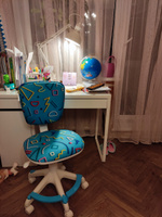 Кресло детское CH-W204/F с подставкой для ног голубой Sticks 06, ткань / Компьютерное кресло для ребенка, школьника, подростка #1, Анна