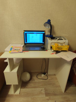 Компьютерный стол Сакс, с полками, ЛДСП, белый, 100х75.6х50 см, MebelVia #3, Lena M.