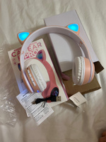Наушники беспроводные, с ушками, Bluetooth, светящиеся детские, розовые, встроенный микрофон #86, Алина С.
