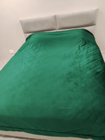 Покрывало - плед Бархат Изумруд 220 х 235 см. на кровать диван с подкладкой синтепон, темно-зеленый #2, Наталья П.