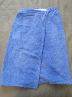 Набор для бани и сауны женский махровый Bio-Textiles (полотенце-накидка, чалма, рукавица), 3 предмета, 100% хлопок, цвет: голубой, размер XL-3XL #9, Лилия Я.